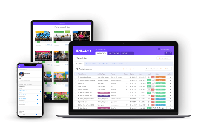 Enrolmy platform displayed on multiple devices