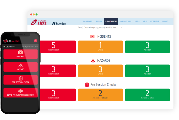 ProActive Reporting platform displayed on multiple devices