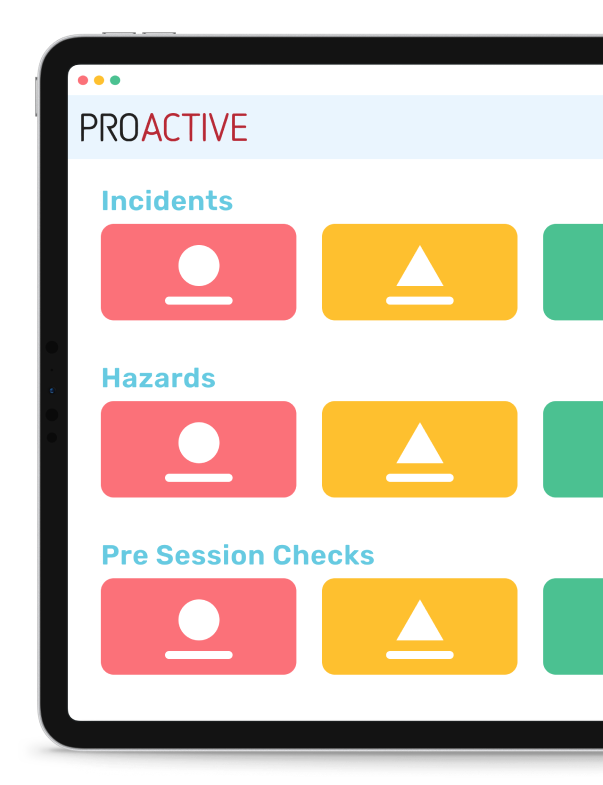 ProActive Reporting dashboard displayed on an iPad